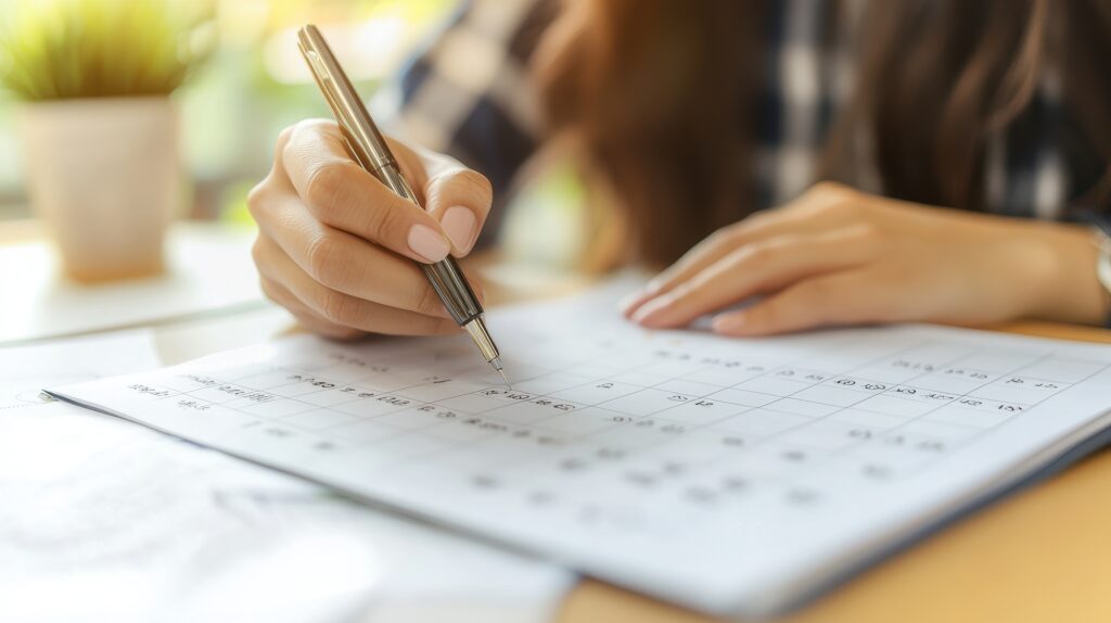Write down important dates on your calendar like when papers are due or exam dates.