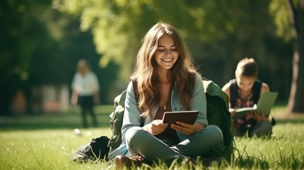 Studying outside on your college campus gives you opportunities to get some sun and see people.